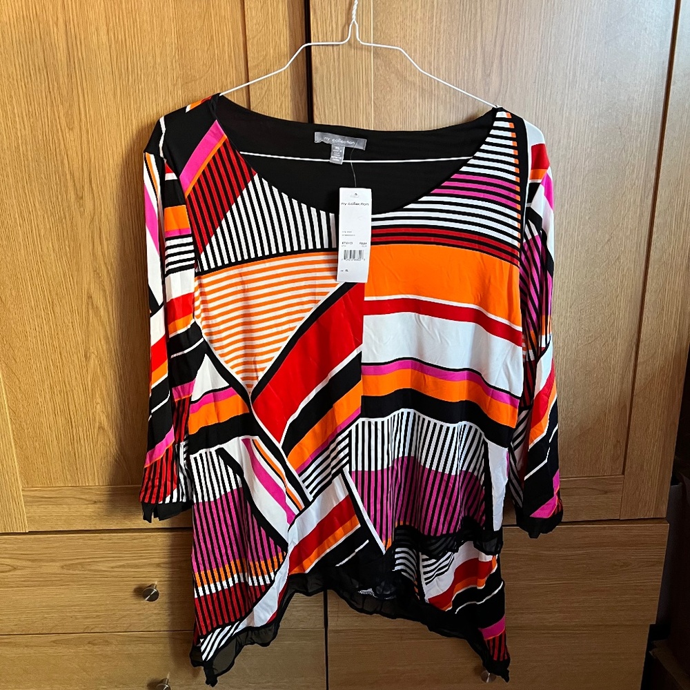 NY Collection long tunic top blouse Handkerchief bottom BNWT
